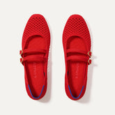 The Double Buckle Mary Jane - Bright Red Mesh