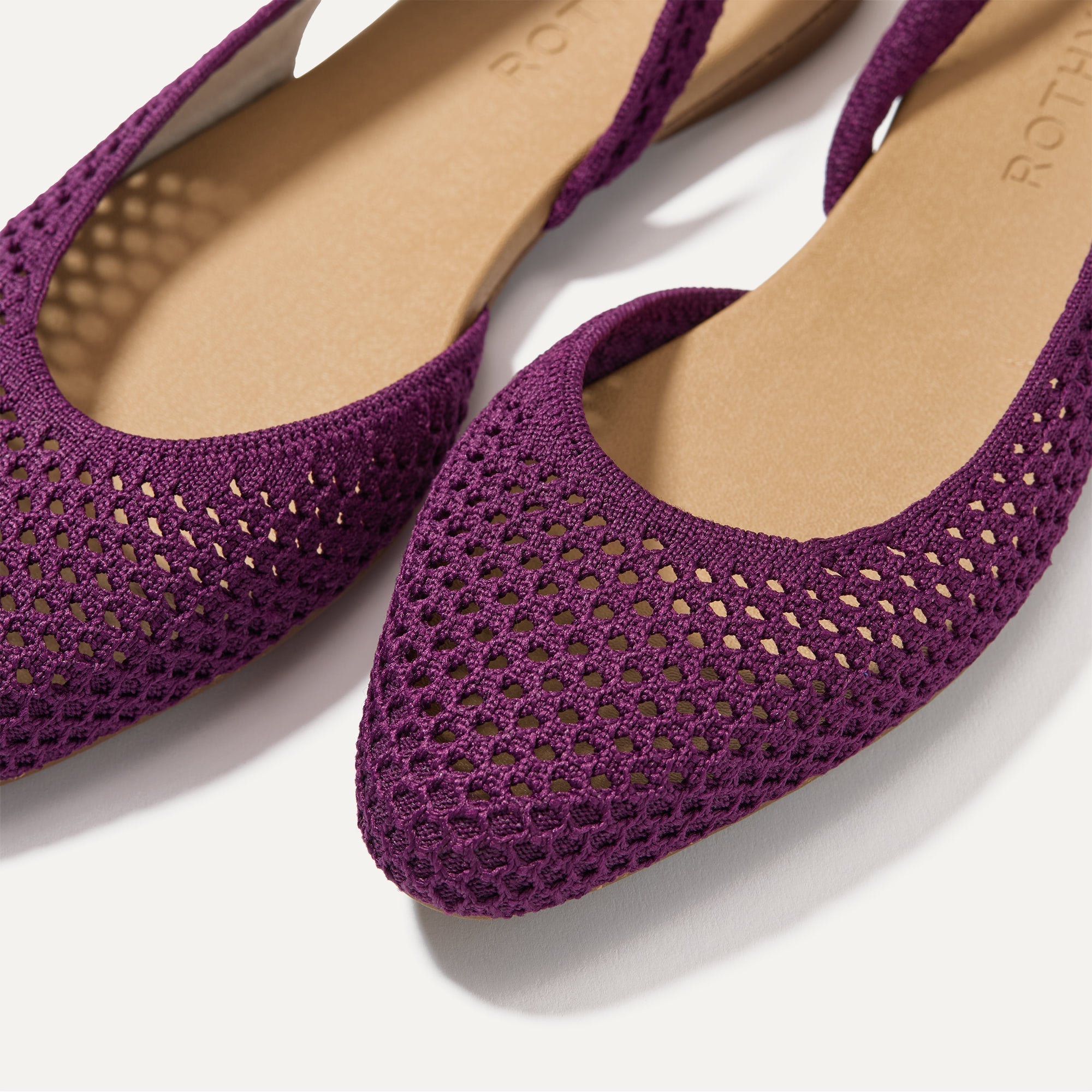 The Almond Slingback - Plum Mesh