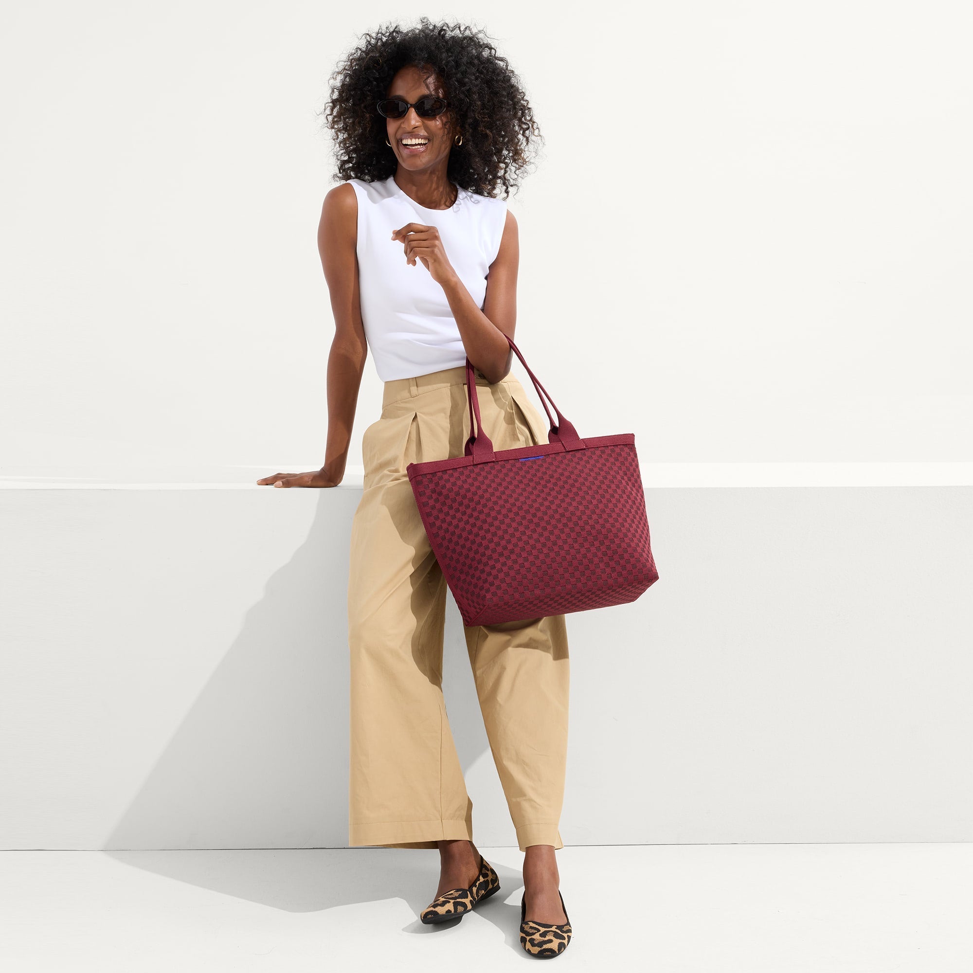 The Lightweight Zip Tote - Cabernet Check