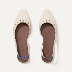 The Almond Slingback - Eyelet Ivory