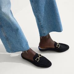 The ReVelvet™ Cozy Bit Loafer Mule - ReVelvet™ Black