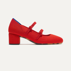 The Double Buckle Mary Jane Heel - Bright Red