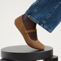 The Square Mary Jane - Pecan Mesh
